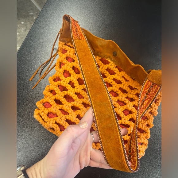 Lucky Brand Y2K Boho Macrame Leather Shoulder Bag - Picture 12 of 12